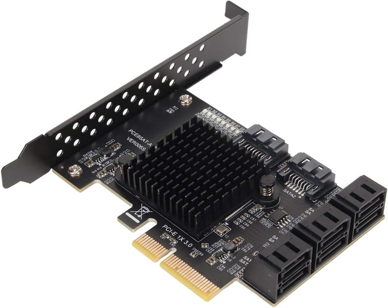Pomya 8 Port SATA Card, PCIE to SATA 3.0 Expansion Board with Large Heat Sink, Short Baffle for and Linux, Support Hot Swappable Boot System Disk - Image 1